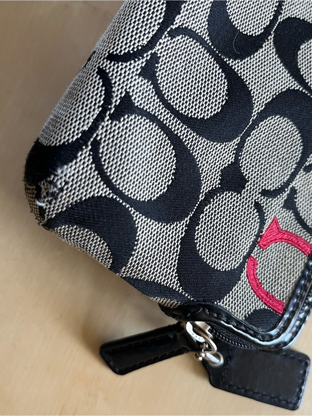 Coach Poppy Signature Wristlet in Black, Gray & Red - Picture 14 of 14